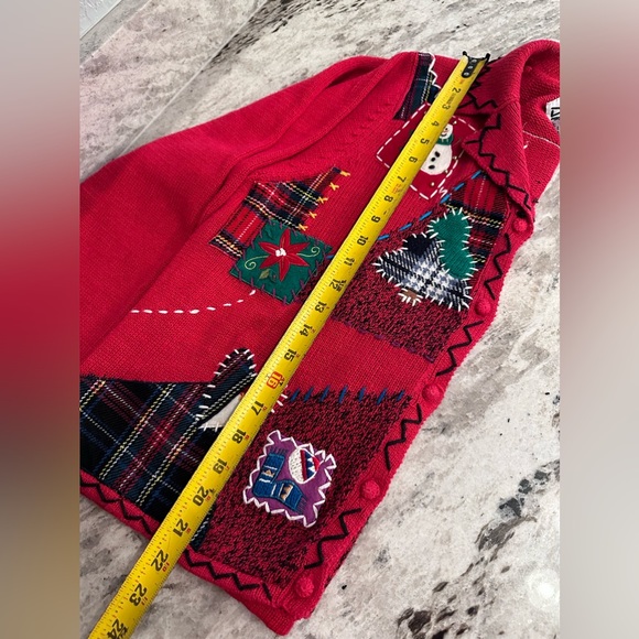 Vintage Christmas Icons Patchwork cute/Ugly Christmas Cardigan Sweater S… - Picture 15 of 16